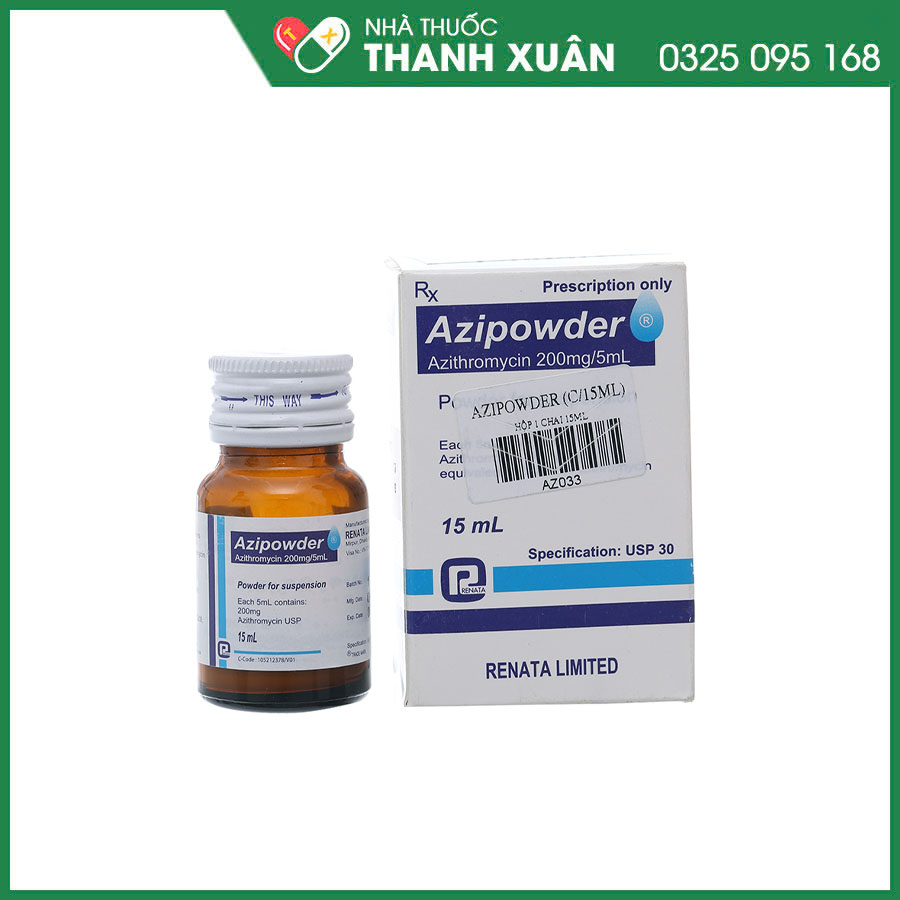 Azipowder thuốc điều trị nhiễm khuẩn đường hô hấp dưới, đường hô hấp trên và đường sinh dục